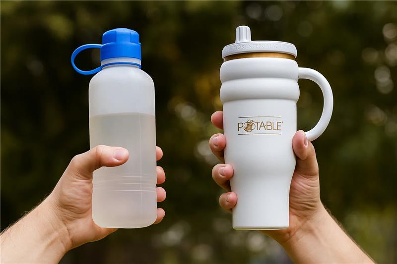 reusable tumblers vs single-use bottles - The Better Choice – Potable, Inc.